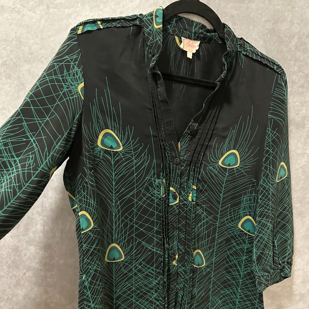 Vintage flowy Peacock Button Up